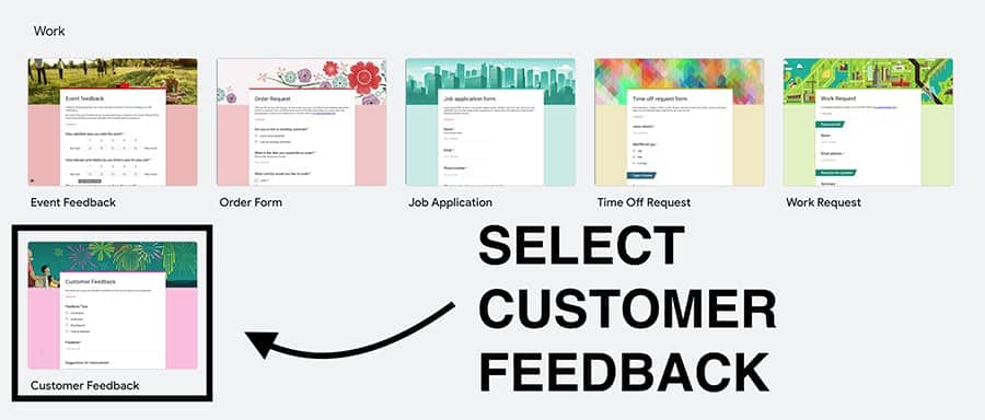 customer feedback form template in google forms