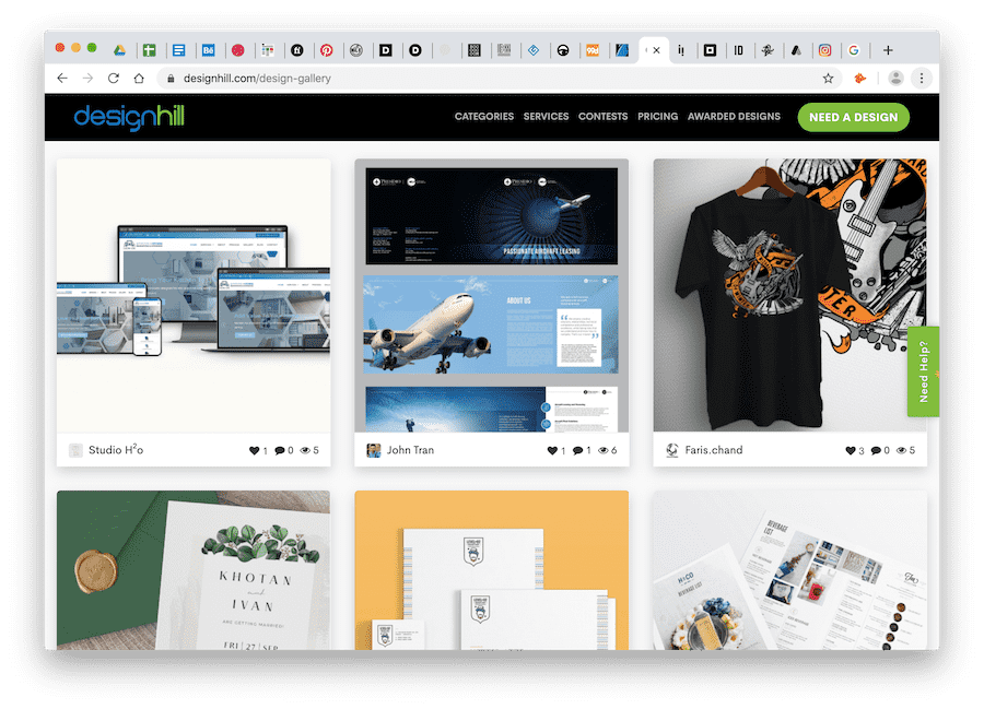screenshot of design hill graphic design service site