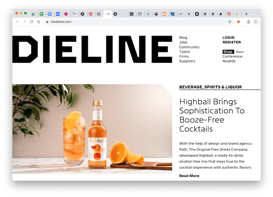 screenshot of dieline website for packaging design
