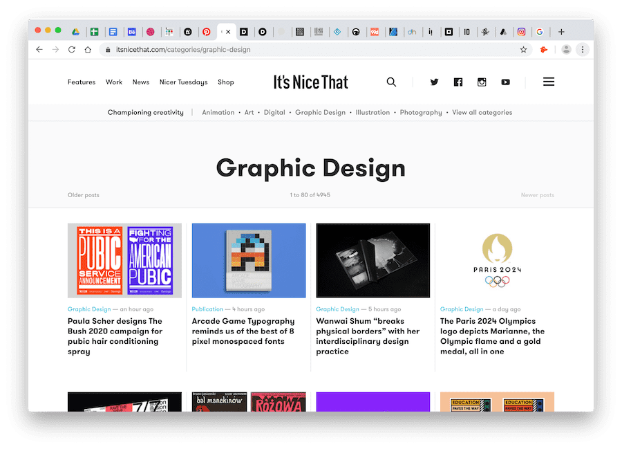 screenshot of it's nice that's graphic design section