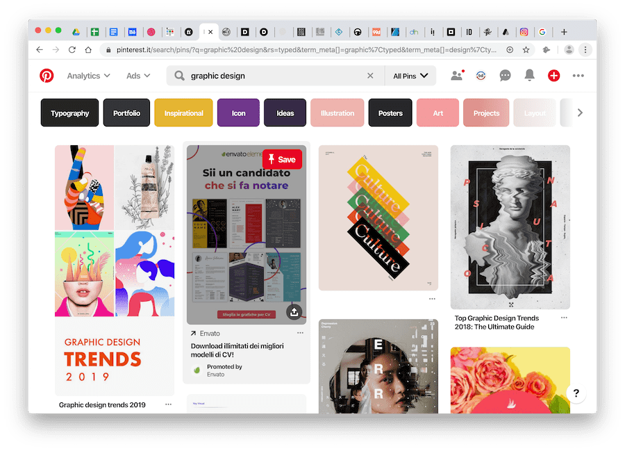 pinterest social media platform graphic design search bar